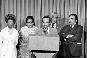 Prints of Members of the Congressional Black Caucus, left to right, Representative Shirley Chisholm (1924 - 2005), Representative Cardiss Collins (1921 - 2013), Representative Parren Mitchell (1922 - 2007) Unbought and Unbossed: The Trailblazing Legacy of Shirley Chisholm: Congressional Black Caucus Members After Meeting Carter