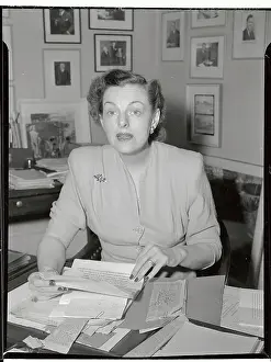 Congresswoman and Author Helen Gahagan Douglas with Papers at Desk