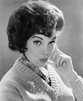 Connie Francis in Sweater with Hand to Head Art Prints