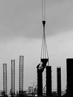 Construction crane silhouettes