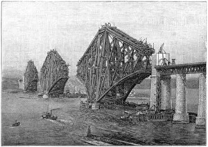 Construction of Forth Bridge near Edinburgh