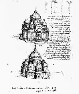 Ink Drawing Prints: Construction of a Rennaissance cathedral