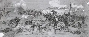 Conte Pencil Illustration of Civil War Battle