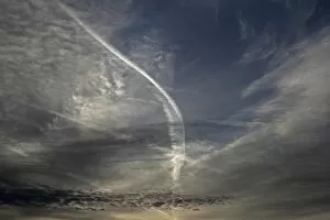 Contrails in the sky, Upper Swabia, Germany