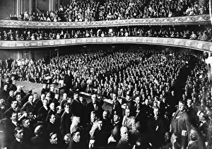 Prints of (Original Caption) 6/22/1912-Chicago, IL: Republican Delegates pledging their support to Teddy Roosevelt at Orchestra Hall in Rump Convention, June 22, 1912, in Chicago. Photograph A Legacy in Images: Convention;Repub Delegates; T.Roosevelt
