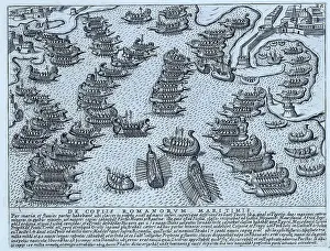 Illustrated Prints: De Copiis Romanorum Maritimis, Depicted here are the maritime forces for Rome