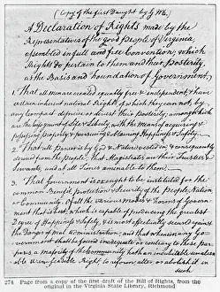 Legal Document Prints: Copy of First Draft of Virginia Bill of Rights