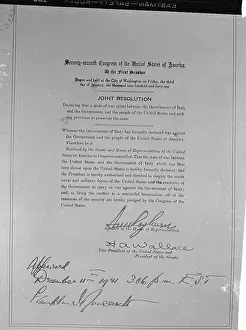 Copy of Joint Resolution of War with Italy