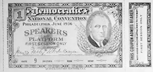 1936 Us Presidential Election Prints: Copy of Ticket for Democratic National Convention