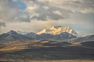 Evening Prints: Cordillera Real at sunset, Bolivian plateau Altiplano, La Paz, Bolivia