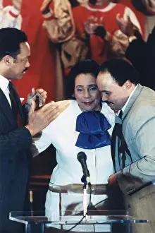 Coretta Scott King Is Hugged By Son Martin Luther King III