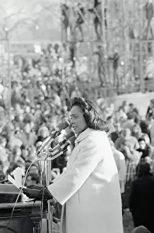 Coretta Scott King Speaking at Microphones