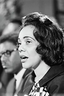 Coretta Scott King Speaking at Press Conference