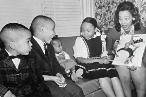 Coretta Scott King Talking With Her Young Children on Couch
