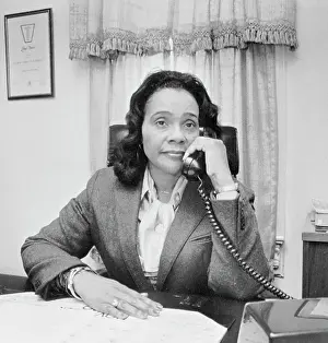 Coretta Scott King On Telephone