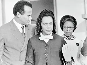 Coretta Scott King Walking With Performer Harry Belafonte
