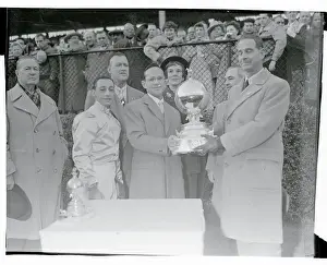 Laurel Prints: Cornelius Vanderbilt Whitney Receiving Horse Racing Trophy