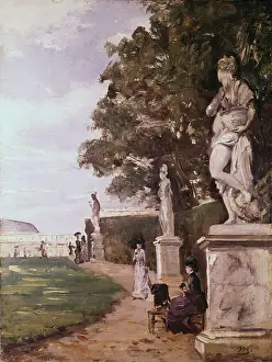 Laziness Prints: Corner of the Garden at Bellevue, with Flowers by Edouard Manet (attributed to)