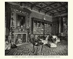 Images Dated 6th October 2018: Corner library Highclere castle, 19th Century