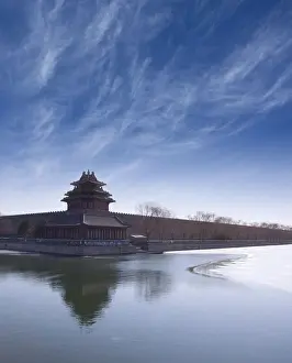 Pavilion Prints: Corner turret of the Forbidden City, landmark of Beijing City, China