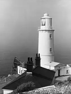 Prints of 1959: The lighthouse and foghorn at Trevose Head near Padstow in north Cornwall. (Photo by Bowden/Fox Photos/Getty Images) Lighthouse Prints: Cornish Lighthouse