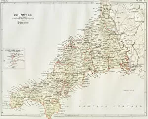 Great Britain Collection: Cornwall map 1884