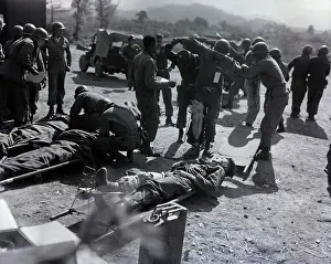 First Aid Prints: Corpsmen Work On Wounded