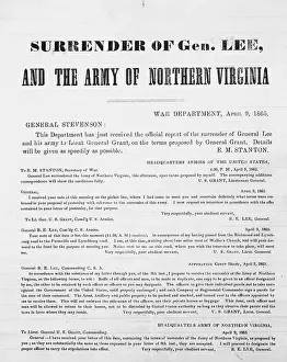 Defeat Prints: Correspondence Regarding the Surrender of General Robert E. Lee