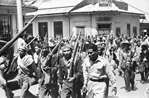 San Jose Prints: Costa Rican Soldiers March in Street