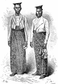 Person Collection: Costume of the Sinhalese, Men, Sri Lanka, in 1880, Historic, digital reproduction of an original