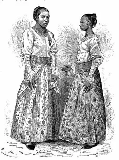 Person Collection: Costume of the Sinhalese, Women, Sri Lanka, in 1880, Historic