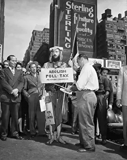 Demonstrator Prints: Costumed Protester with ?Abolish Poll-Tax? Sign