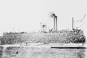 Wharf Prints: Cotton Bales Loaded on Mississippi Steamboat