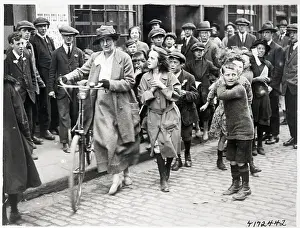 Dublin Prints: Countess Marcheivitz W/Bicycle And Crowd