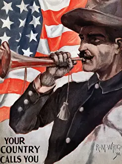 Stars And Stripes Prints: Your Country Calls You Recruitment Poster by R.M. Wright
