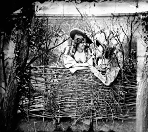 Prints of circa 1865: A pair of lovers leaning over a rush fence covered in brambles. London Stereoscopic Company Comic Series - 273 (Photo by London Stereoscopic Company/Getty Images) Valentine Day Print Prints: Country Lovers