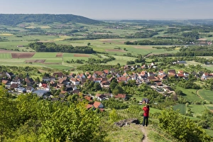 Countryside with the village of Schlaifhausen below the Ehrenburg plateau Countryside with the village of Schlaifhausen below the Ehrenburg plateau