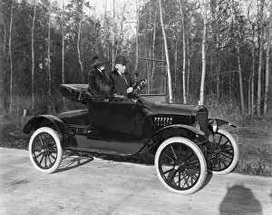 Couple in 1920 Open Model T Runabout