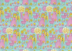 Couple With Baby Carriage Pattern
