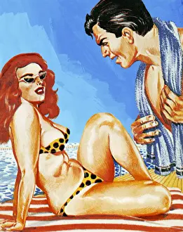 Breasts Prints: Couple on a Beach