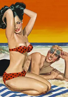 Breasts Prints: Couple on the Beach