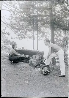 Camping Prints: Couple Cooking While Camping