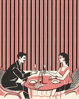 Images Dated 31st August 2017: Couple on a Date at a Restaurant