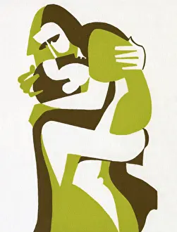Prints of Valentine Day Print Prints: Couple Embracing
