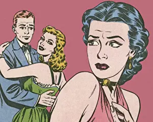 Glance Prints: Couple Hugging and Jealous Woman