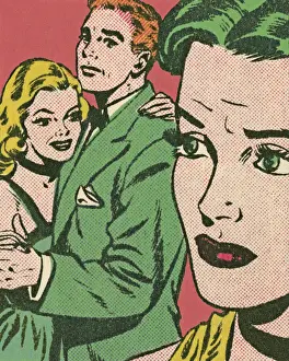 Glance Prints: Couple Hugging and a Woman