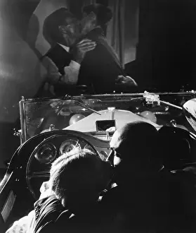 Foreground Prints: Couple Kissing At The Drive-In