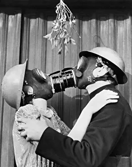 Couples Prints: Couple Kissing Through Gas Masks