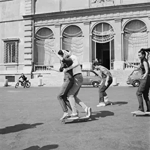 Skateboarding Prints: Couple Riding On Skateboard