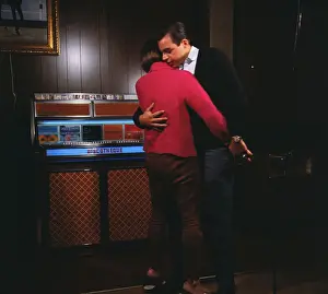 Jukebox Prints: Couple Slow Dancing Near Jukebox